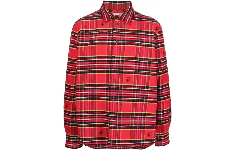 OFF-WHITE tartan-check logo-embroidered shirt