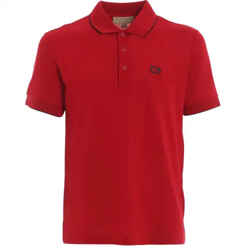 Burberry Polo Shirts Men's Red Polo Collar Moderate Straight Fit