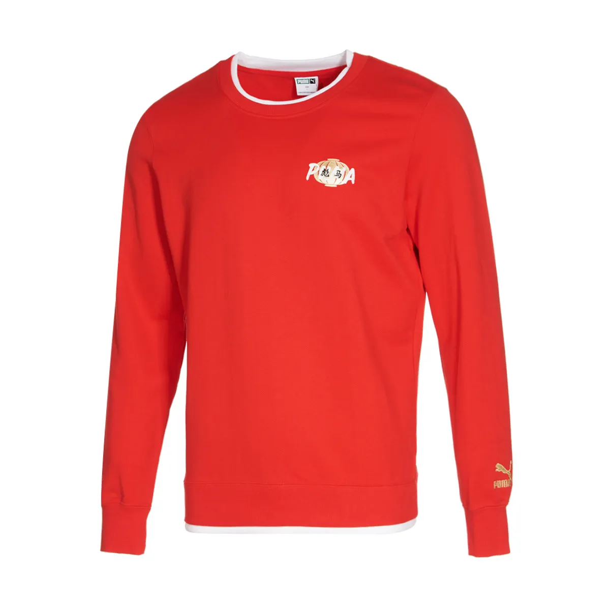 PUMA Sweatshirts Unisex Red Crew Neck Moderate Regular
