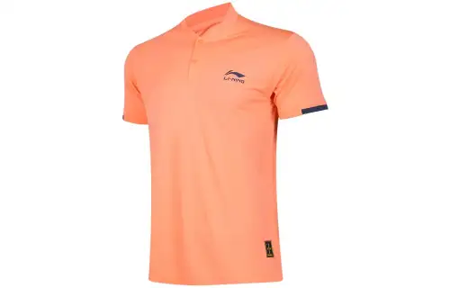Li Ning Training Series Polo Shirts Men's Neon Orange Polo Collar Moderate Straight Fit