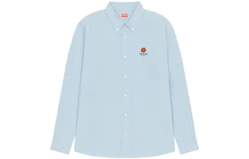 KENZO X x nigo FW22 Boke Flower series flower logo embroidered loose long-sleeved shirt for men sky blue