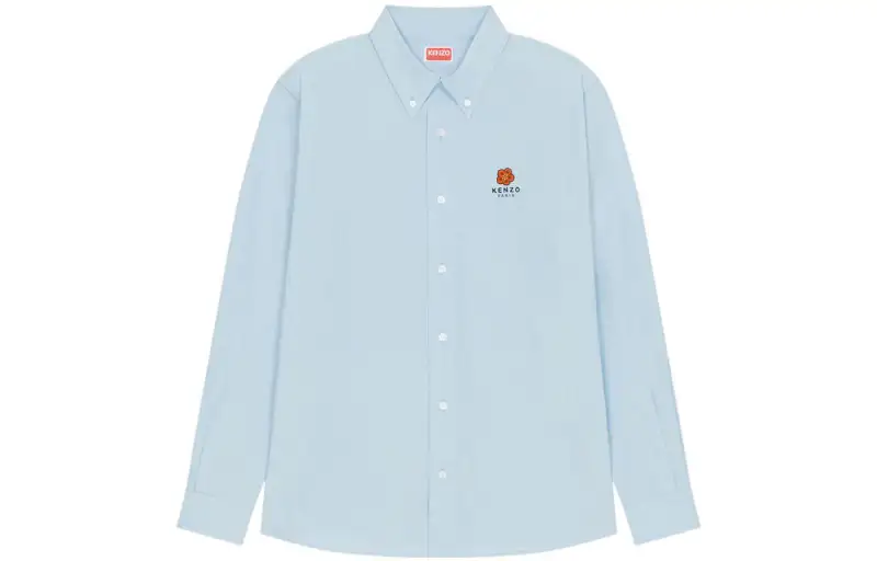 KENZO X x nigo FW22 Boke Flower series flower logo embroidered loose long-sleeved shirt for men sky blue