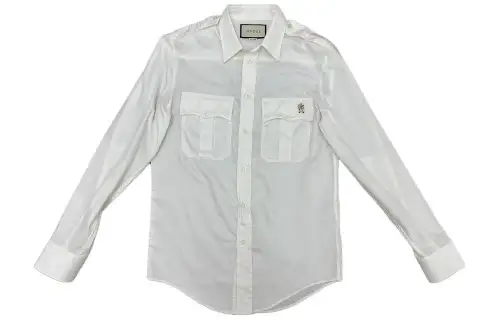 GUCCI Shirts Men's White Pointed Collar Moderate Other