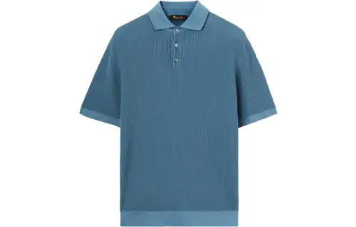Loro Piana Polo Shirts Men's Blue Polo Collar Moderate Straight Fit