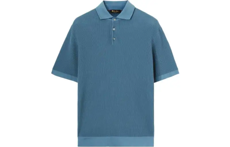 Loro Piana Polo Shirts Men's Blue Polo Collar Moderate Straight Fit