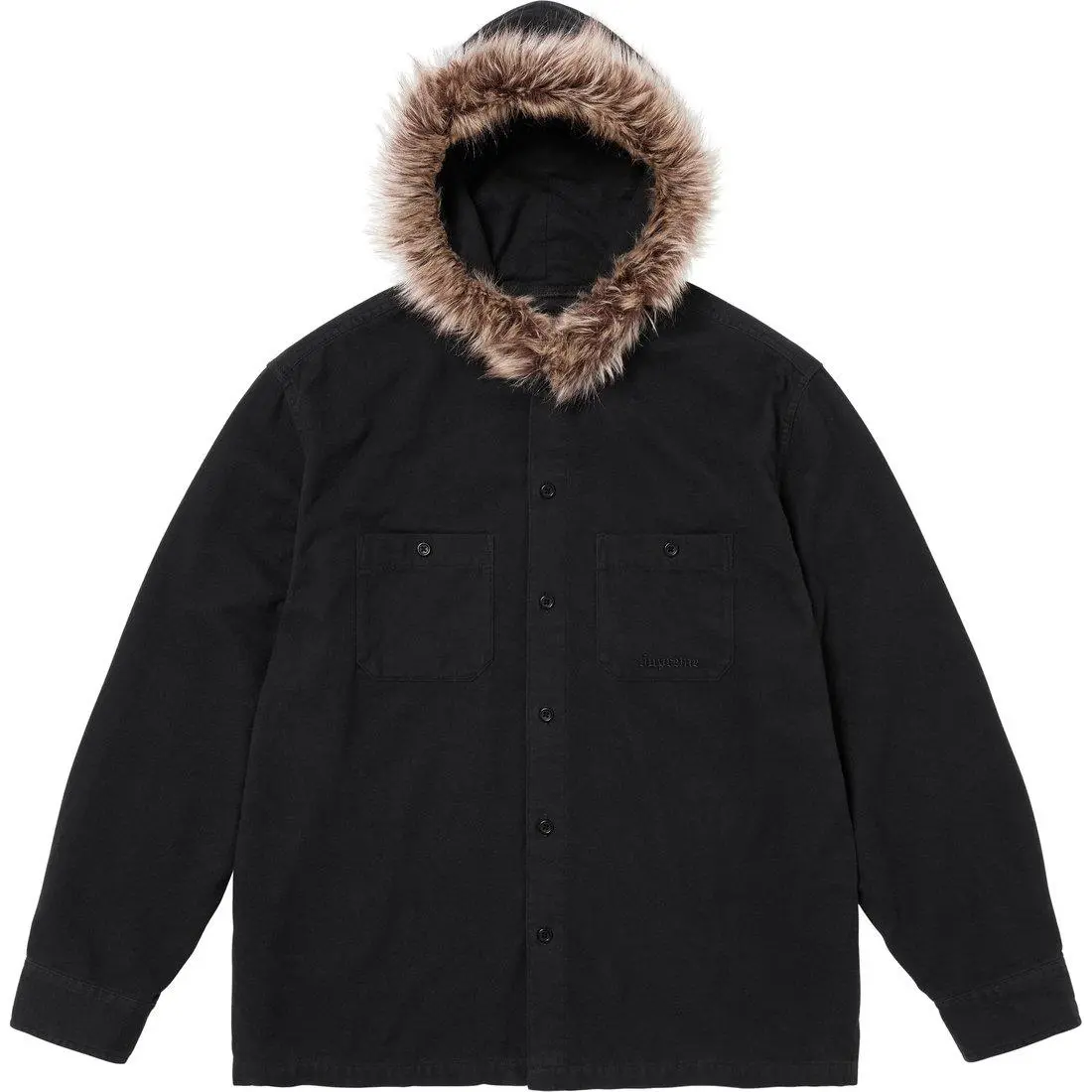 Supreme Fur Trim Flannel Hooded Shirt