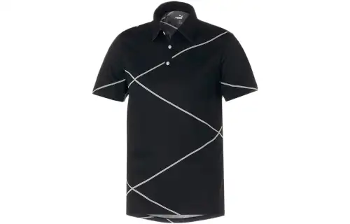 PUMA Golf Polo Shirts Men's Black Polo Collar Moderate Straight Fit