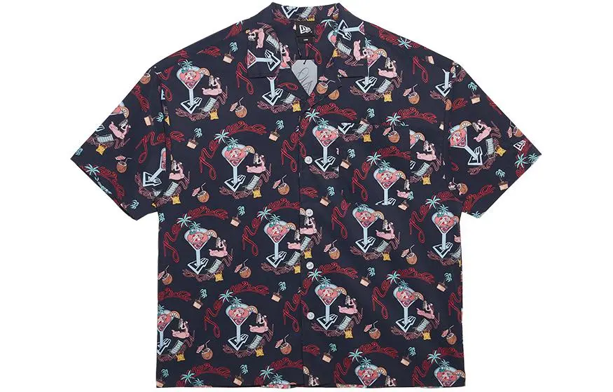 New Era Shirts Unisex Black Cuban Collar Moderate Other