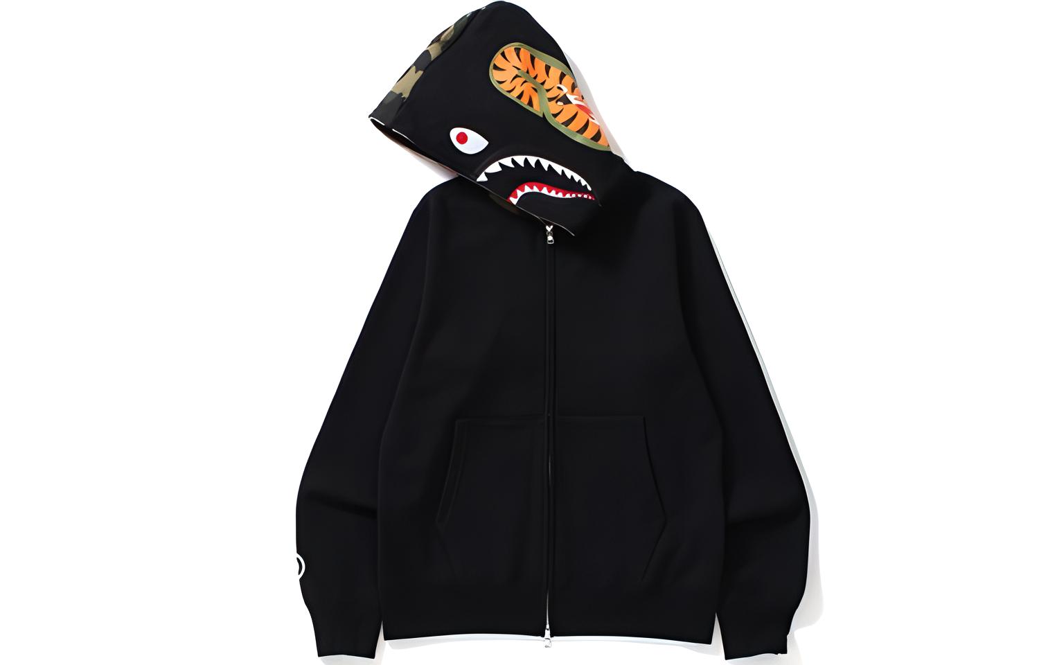 Мужское худи A BATHING APE Bape Shark Full Zip Hoodie (черное) — фото 2