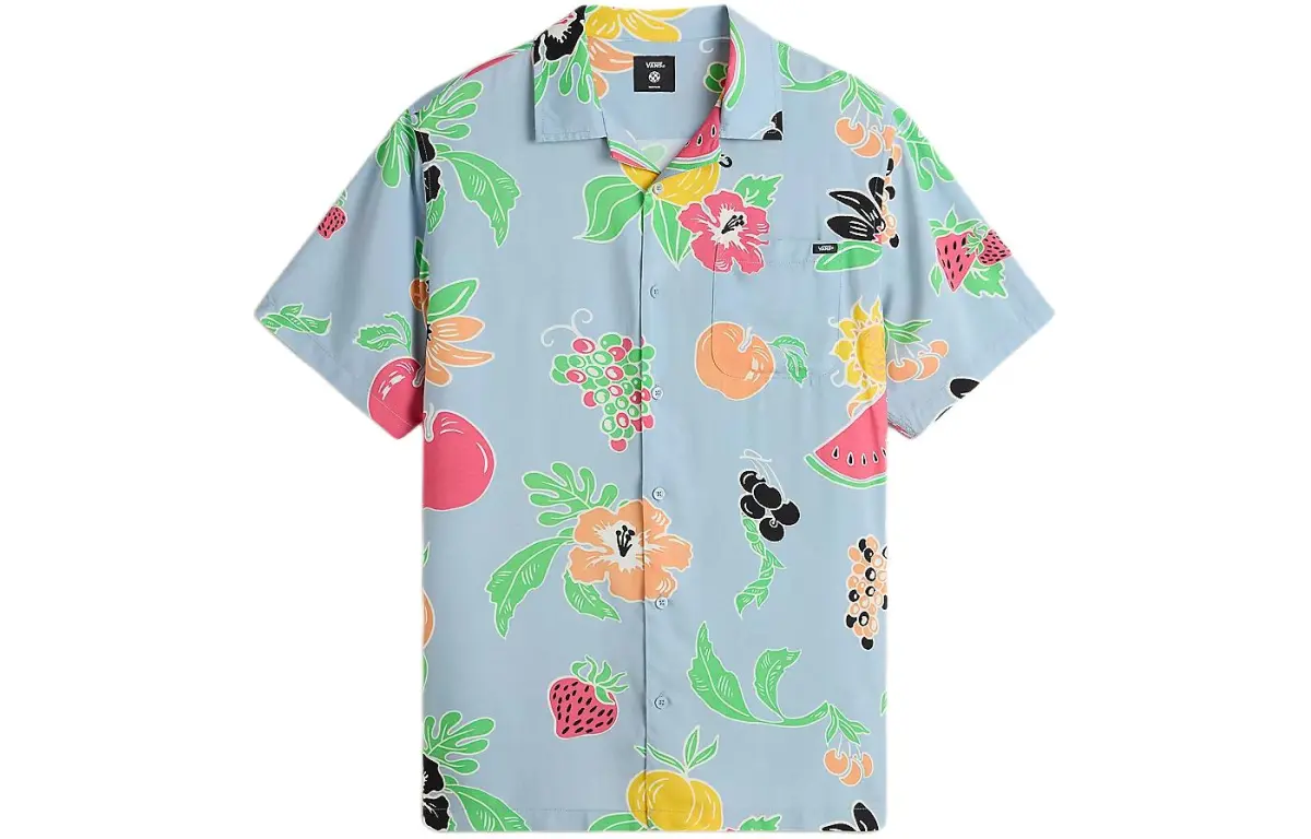 Vans Fruit Shirts Men's Blue Lapel Moderate Shirt