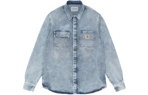 Carhartt WIP Shirts Men's Light Blue Lapel Moderate Straight Fit