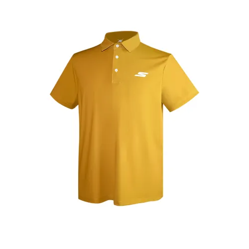 Skechers Polo Shirts Men's Oak Yellow Polo Collar Thin Straight Fit