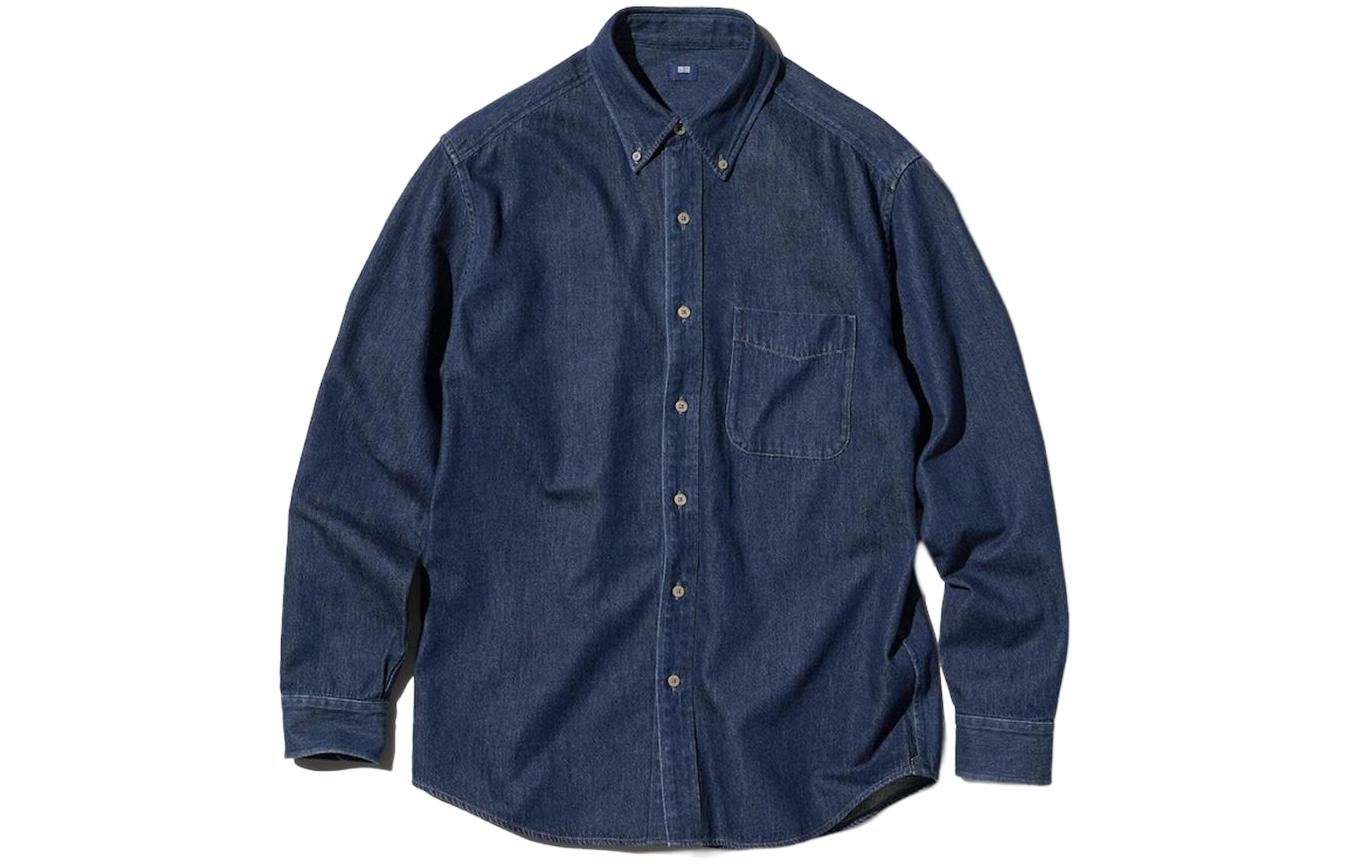 Мужская рубашка UNIQLO (темно-синяя)