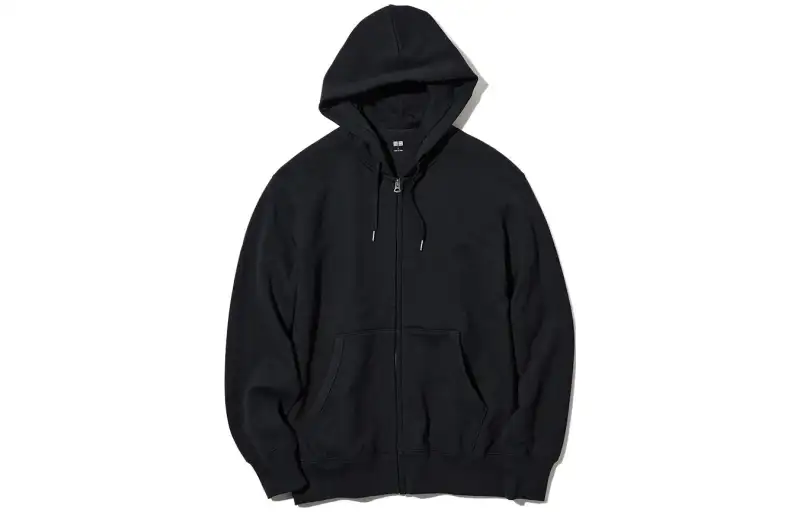 UNIQLO Sweatshirts Unisex Black Hooded Moderate Cardigan