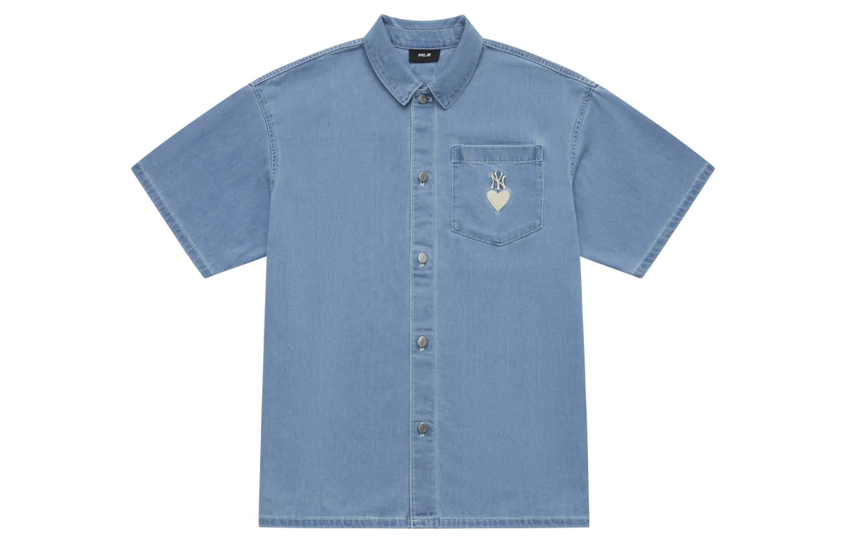 MLB Basic Logo Shirts Unisex Light Blue Lapel Moderate