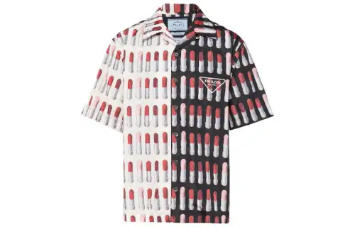 PRADA Shirts Men's Multicolor Cuban Collar Moderate Other