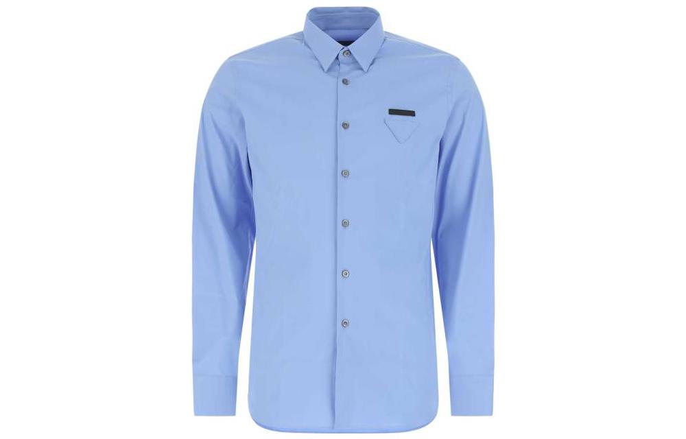 PRADA Shirts Men's Light Blue Polo Collar Moderate Other
