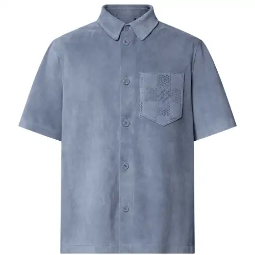 Lv Short Sleeved Suede Overshirt