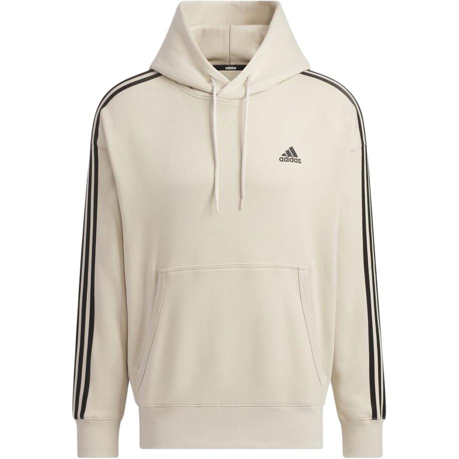Adidas adidas Clothing Loose Fit Three Stripes French Terry Pullover Parka Striped Hooded Logo Icon Long Sleeve Sweatshirt Men's Beige