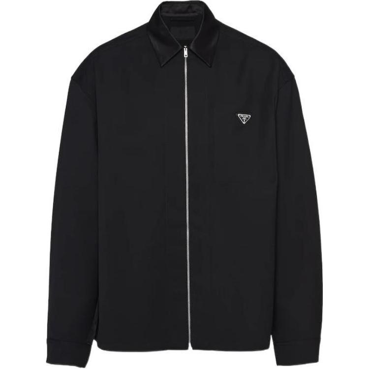 Мужская рубашка Prada Triangle Logo (черная)