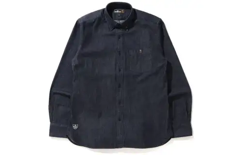 A BATHING APE Bape Shirts Men's Dark Blue Lapel Moderate Straight Fit