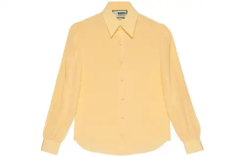 GUCCI Shirts Men's Light Yellow Pointed Collar Moderate Other