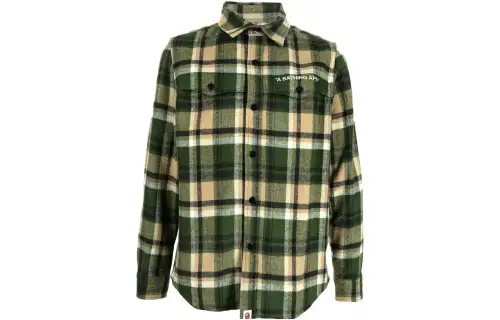 A BATHING APE Shirts Men's Green Lapel Moderate Other