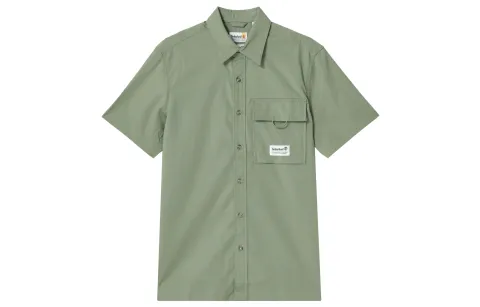 Timberland Shirts Men's Green Lapel Moderate Straight Fit