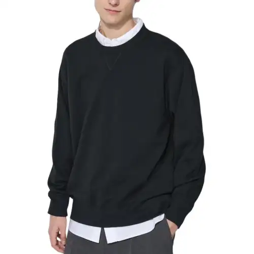 UNIQLO Sweatshirts Men's Black Crew Neck Moderate Other