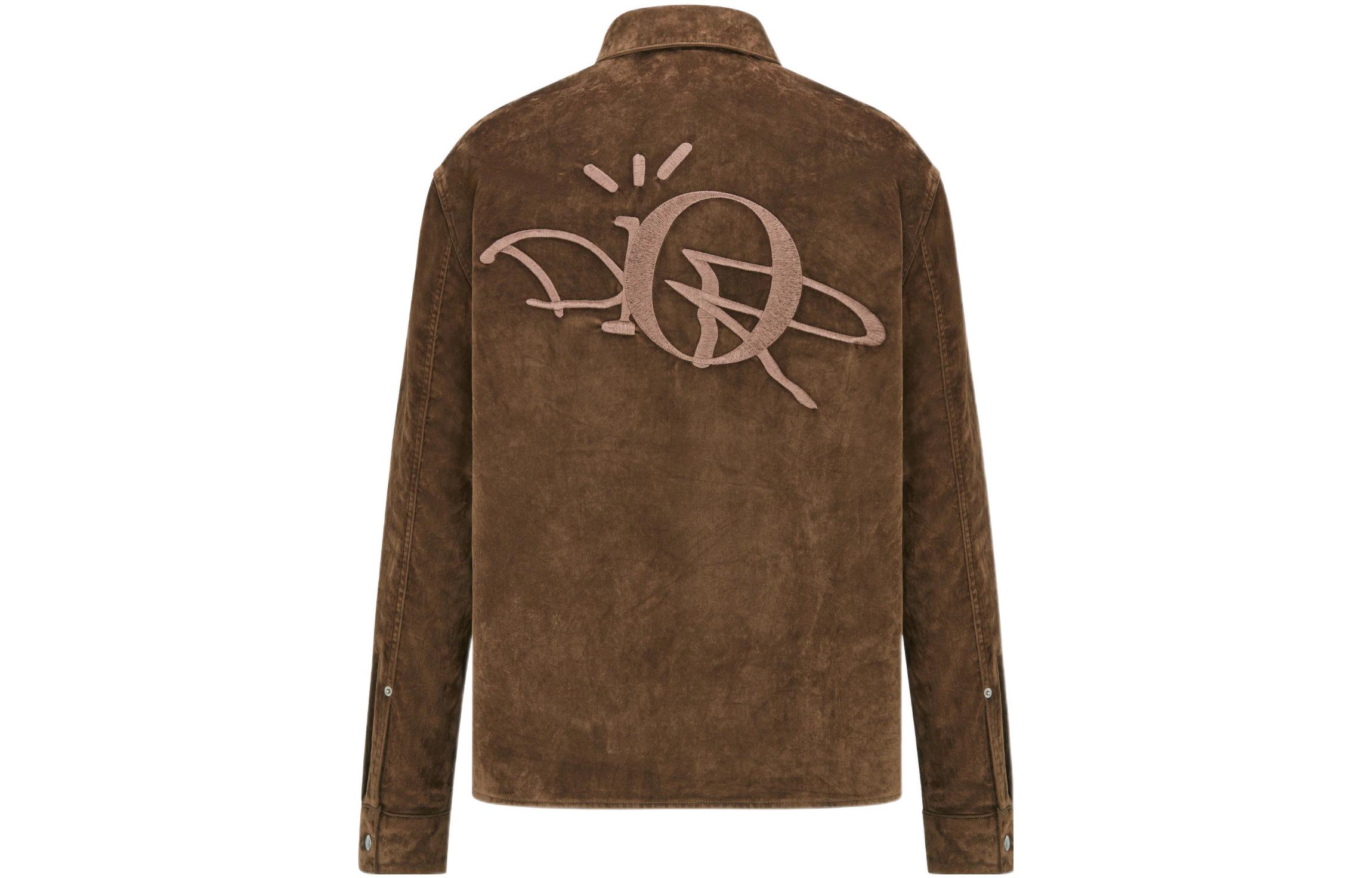 DIOR Dior DIOR quarterly new product Travis Scott co-branded series solid color logo pattern long-sleeved shirt men's mocha brown