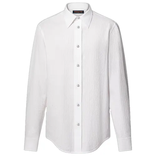Lv Monogram Jacquard Long Sleeved Cotton Shirt