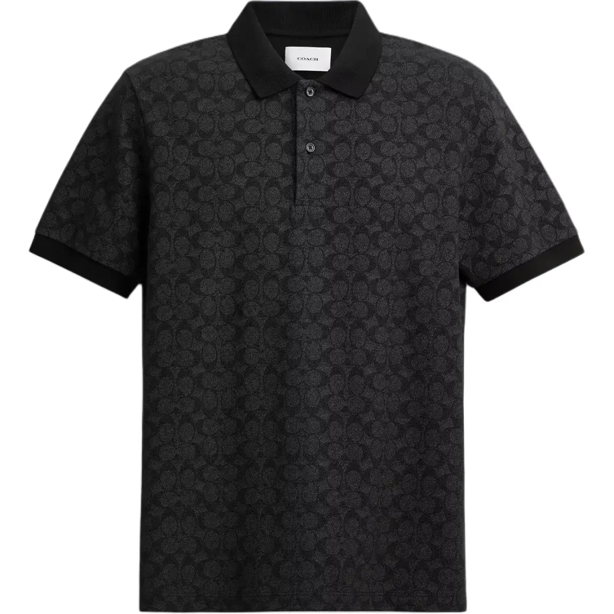 COACH Polo Shirts Men's Black Polo Collar Moderate