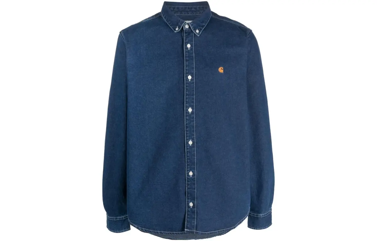 Carhartt WIP Logo Embroidered Buttoned Denim Shirt