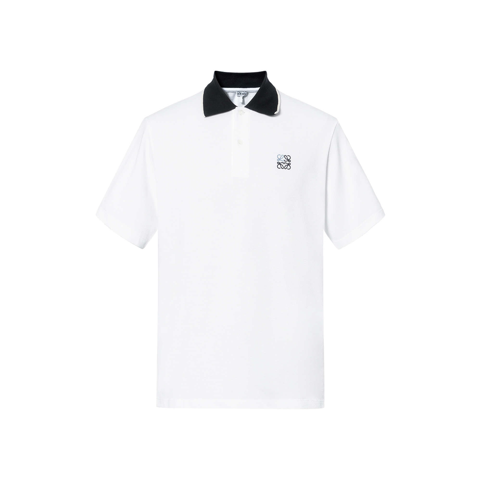 LOEWE Polo Shirts Men's White Polo Collar Moderate Straight Fit