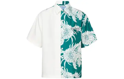 PRADA Shirts Men's Green Lapel Moderate