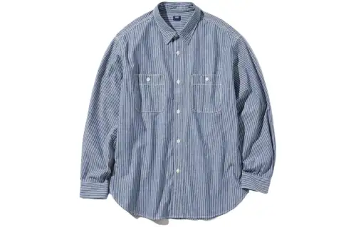 UNIQLO Shirts Unisex Royal Blue Pointed Collar Moderate Other