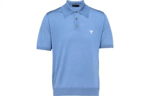 PRADA Logo-embroidered Wool Polo Shirt
