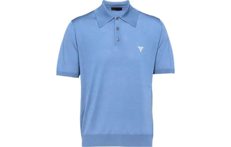 PRADA Logo-embroidered Wool Polo Shirt
