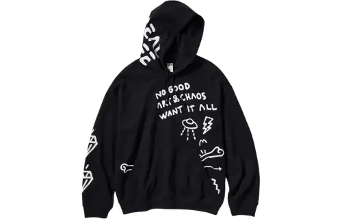 UNIQLO Sweatshirts Unisex Black Hooded Moderate Other