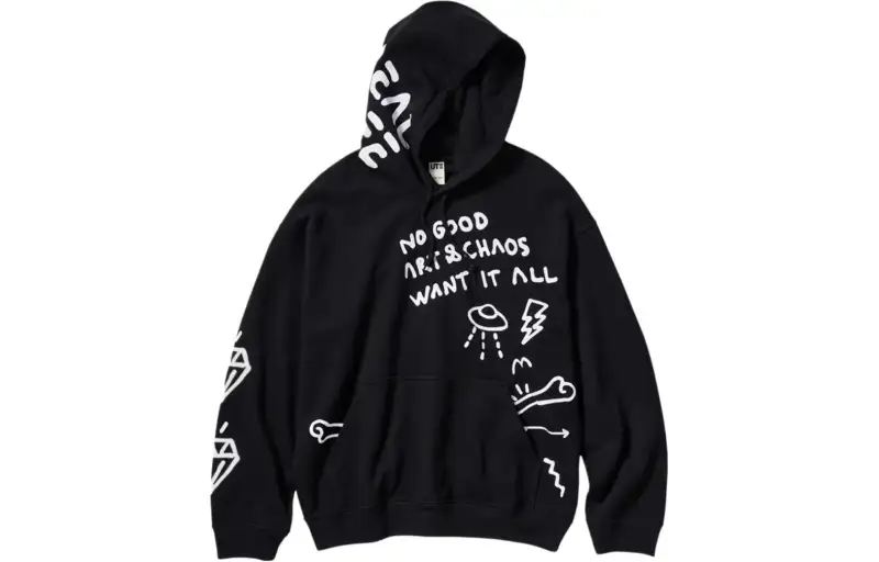 UNIQLO Sweatshirts Unisex Black Hooded Moderate Other