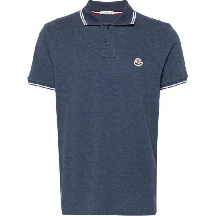 Мужское поло Moncler Classic Blue (синее)