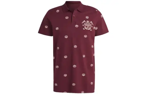 Adidas Originals Polo Shirts Men's Dark Shadow Red Polo Collar Moderate Straight Fit