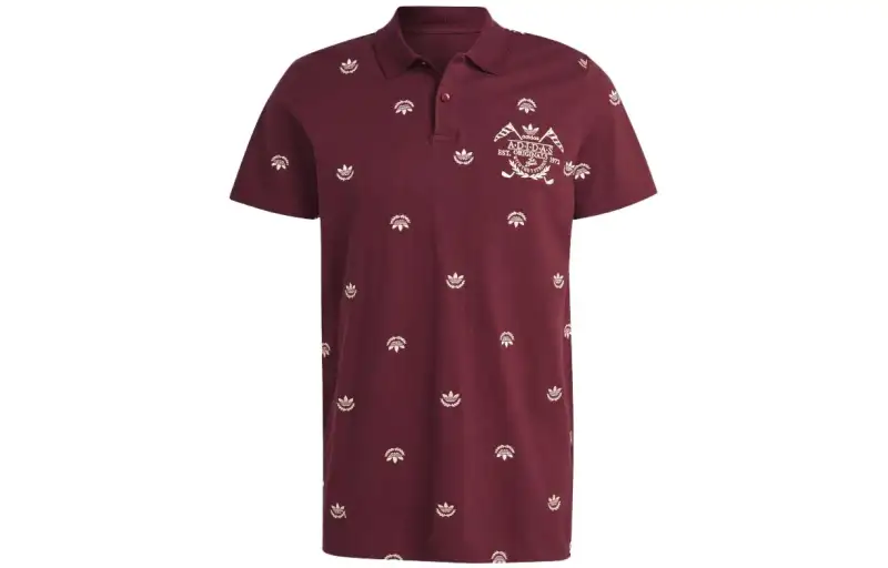 Adidas Originals Polo Shirts Men's Dark Shadow Red Polo Collar Moderate Straight Fit