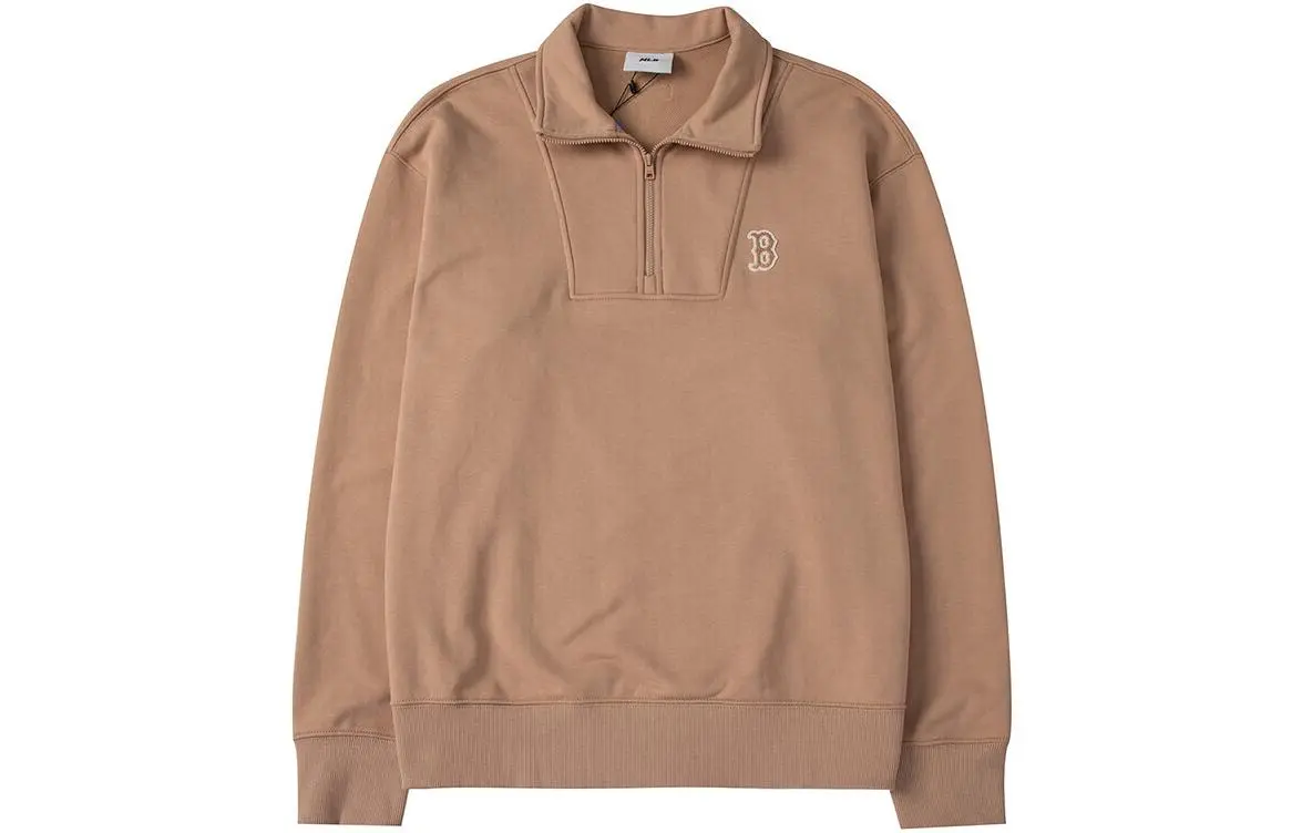 MLB Sweatshirts Unisex Beige Yellow Stand Collar Moderate