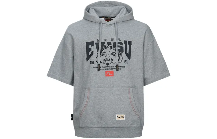 EVISU Sweatshirts Men's Heather Gray Hooded Moderate Regular