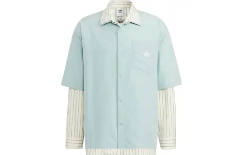 Adidas Originals X Umamiism Adidas X UMAMIISM Crossover Shirts Unisex Blue Lapel Moderate Mock Two Piece
