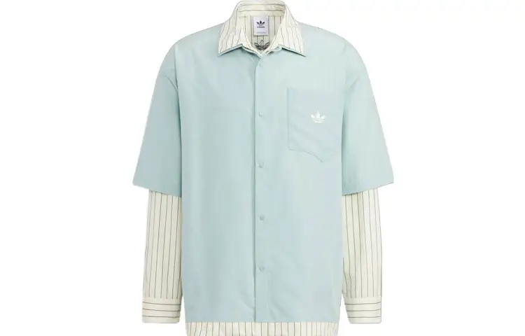 Adidas Originals X Umamiism Adidas X UMAMIISM Crossover Shirts Unisex Blue Lapel Moderate Mock Two Piece