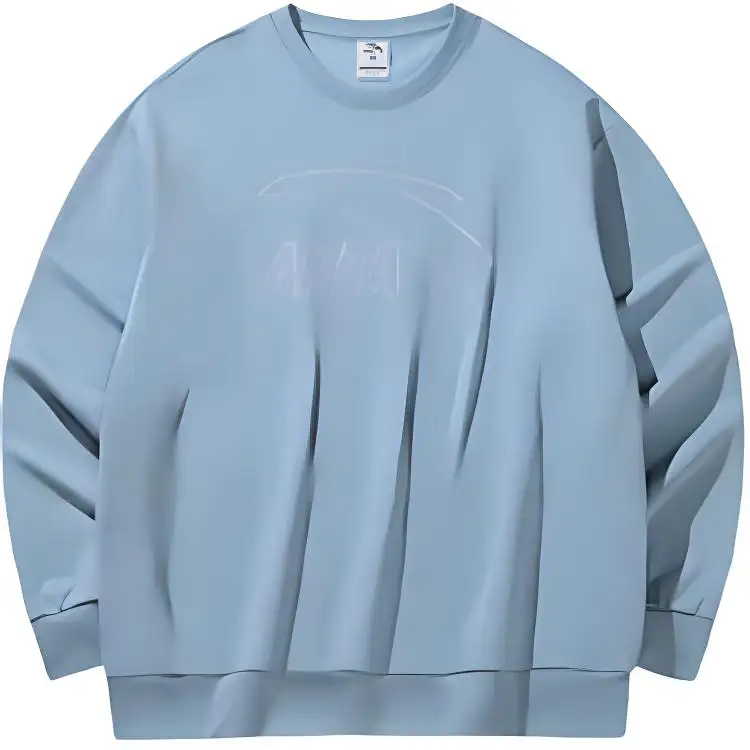 Anta Life Collection Letter Crew Neck Fleece Lined Breathable Long Sleeved Sweatshirt Unisex Yoo Blue