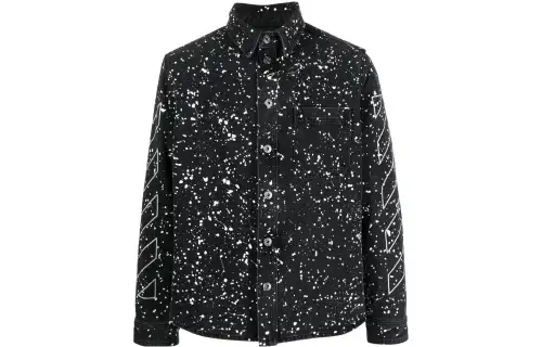 OFF-WHITE Diag-stripe paint-splatter denim shirt