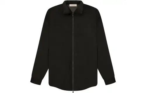 Fear of God Essentials SS23 Corduroy Shirt Jacke Off Black solid color zipper corduroy plus velvet lapel shirt American heavy jacket men's light black